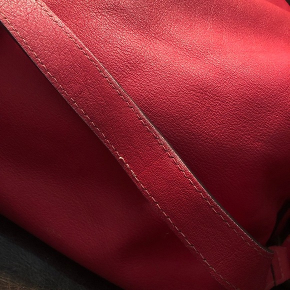 Mulberry Pinkish Red Shoulder Bag with Gold Hardware **Wear on corners and strap - Picture 5 of 16